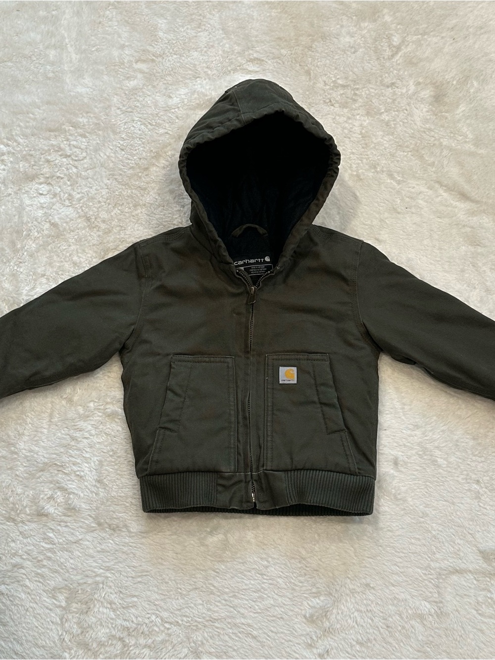 Carhartt Infant Boys Canvas Insulated Hooded Active Jacket Olive Green 18M
